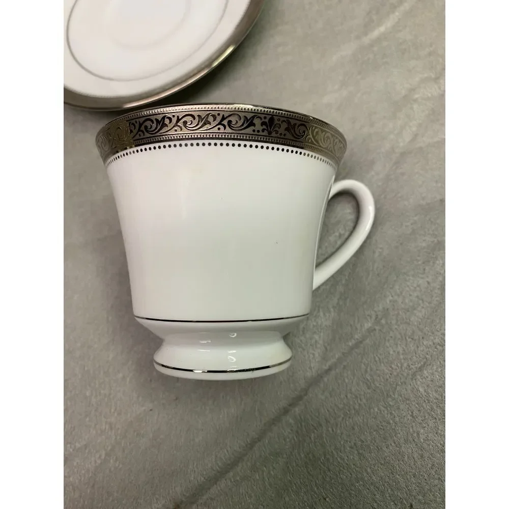 NORITAKE SIGNATURE PLATINUM BONE CHINA TEA‎ CUP AND SAUCER